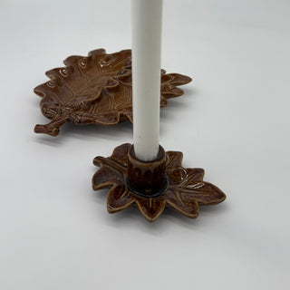 Ljusstake Oak Leaf - Brun