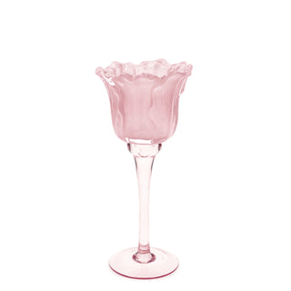 Ljuslykta på fot Blomma Rosa S