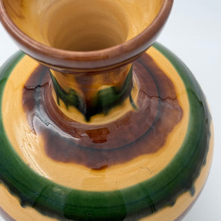 Vase Ceramic Striped Green/Brown