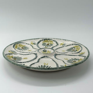 Oyster plate Quimper 60s Green
