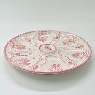 Oyster plate Quimper 60s Pink