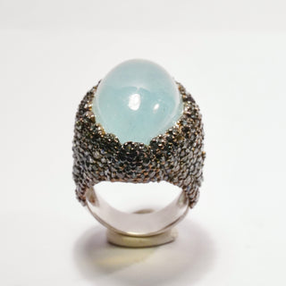 Cocktailring med Akvamarin och Safirer