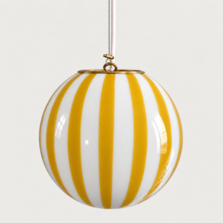 Murano Globe Lamp Medium Mustard Yellow Stripe