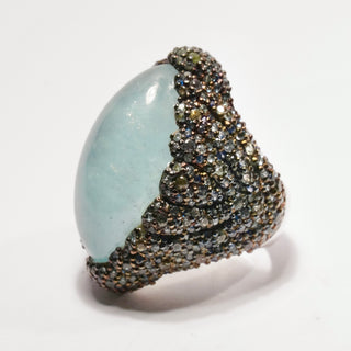 Cocktailring med Akvamarin och Safirer