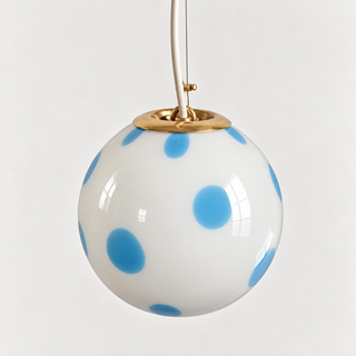 Murano Klotlampa 20cm Ljusblå Polka Dot
