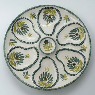 Oyster plate Quimper 60s Green