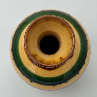 Vase Ceramic Striped Green/Brown