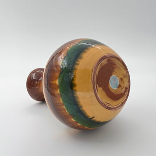 Vase Ceramic Striped Green/Brown