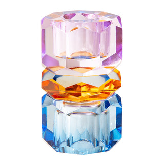 Kristall Ljusstake, Violett/Amer/Koboltblå 7,5x4,5cm