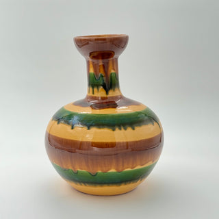Vase Ceramic Striped Green/Brown