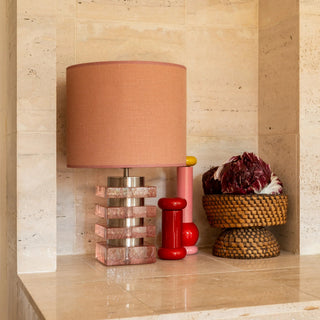 Table Lamp Marta Pink Glass & Pink Shade