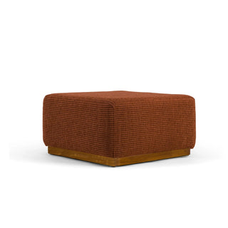 Rotondo Puff Module Olive Green Corduroy, Wooden Base