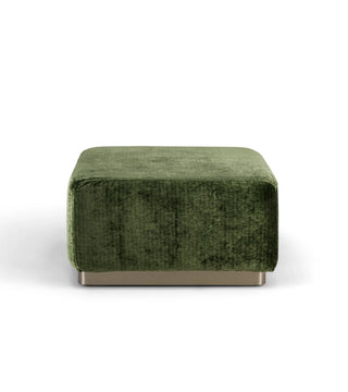 Rotondo Puff Module Olive Green Corduroy, Wooden Base