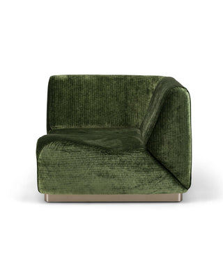 Rotondo Corner Module Olive Green Corduroy, Wooden Base