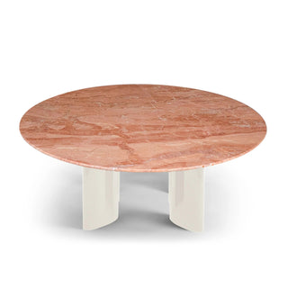 Coffee Table Carlotta, Pink Marble with Red Legs