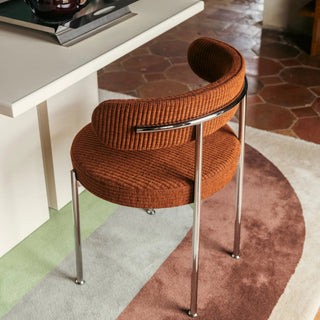 Chair Libera, Brown Corduroy & Chrome