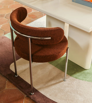 Chair Libera, Brown Corduroy & Chrome