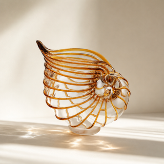 Vase Snail Glass Amber/Clear L