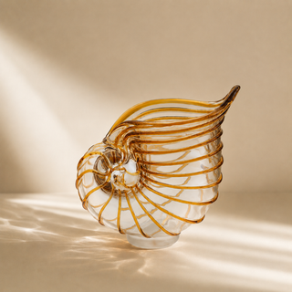 Vase Seashell Glass Amber/Clear M