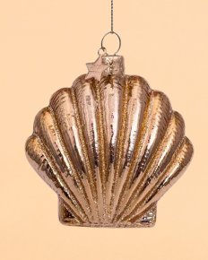 Ornament glass shiny gold shell H7.5cm
