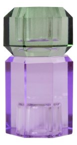 Kristall Ljusstake, olivgrön/lila, 9,5x5x5 cm