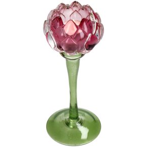 Candle Holder Flower Glass Pink
