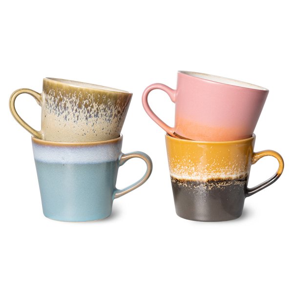 70s ceramics: cappuccino mugs, meteor (set of 4)