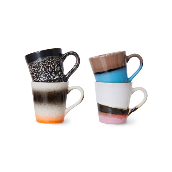 70s Ceramics: espresso muggar, Funky (set of 4)