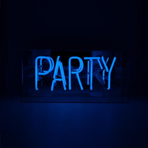 Blå 'Party' NEON lampa