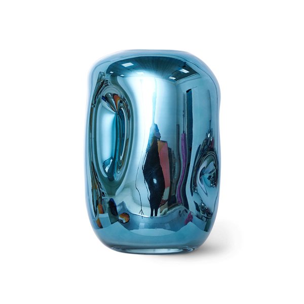 HK Objects: blue chrome glass vase