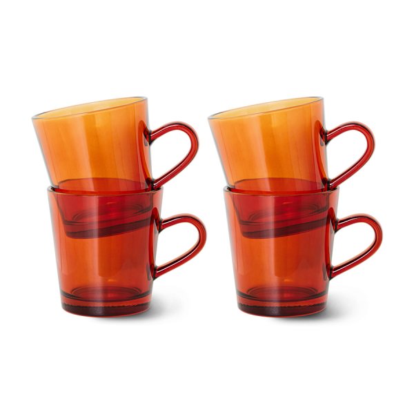 70s glassware: coffee cups amber brown (set of 4)