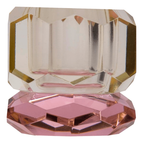 Kristall Ljushållare, ljusgul/l. rosa, 4,5x4,5x4,5