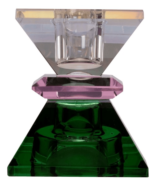 Kristall Ljushållare, regnbågsfärgad/rosa/ grön, 6x6x7,5