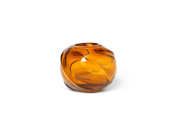 Water Swirl Vase - Round - Amber