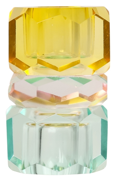 Kristall Ljushållare, gul, rosa, mint 7,5x4,5