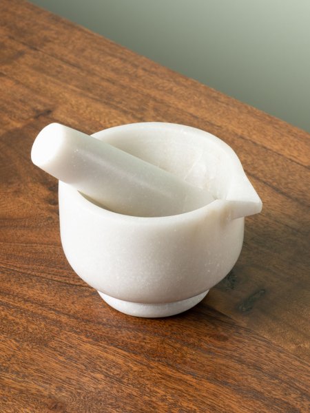 White marble pestle and mortar